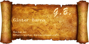 Ginter Barna névjegykártya